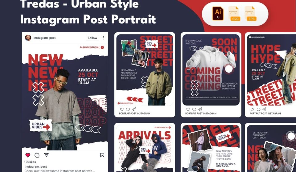دانلود قالب پست اینستاگرام پرتره Tredas - استایل شهری و اسپرت