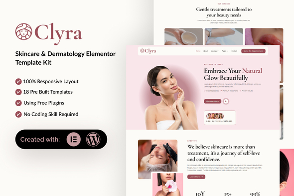 دانلود کیت المنتور Clyra - قالب کلینیک پوست و مراقبت از پوست