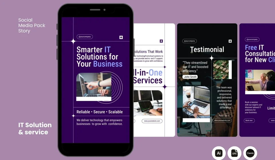 دانلود پکیج استوری Canva و اینستاگرام IT Solution & Service
