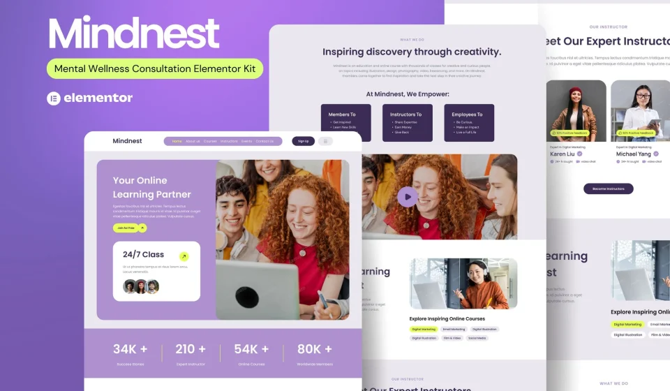 قالب المنتور Mindnest - طراحی سایت مشاوره سلامت روان و تندرستی