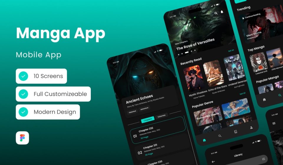 دانلود قالب فیگما اپلیکیشن موبایل مانگا NekoReads