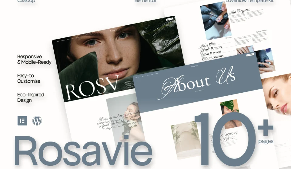 قالب المنتور Rosavie - طراحی سایت سالن زیبایی و برندهای لوکس