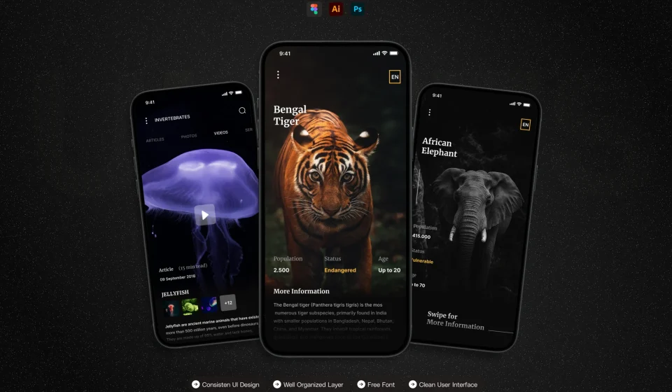دانلود کیت رابط کاربری موبایل Wildlife Info