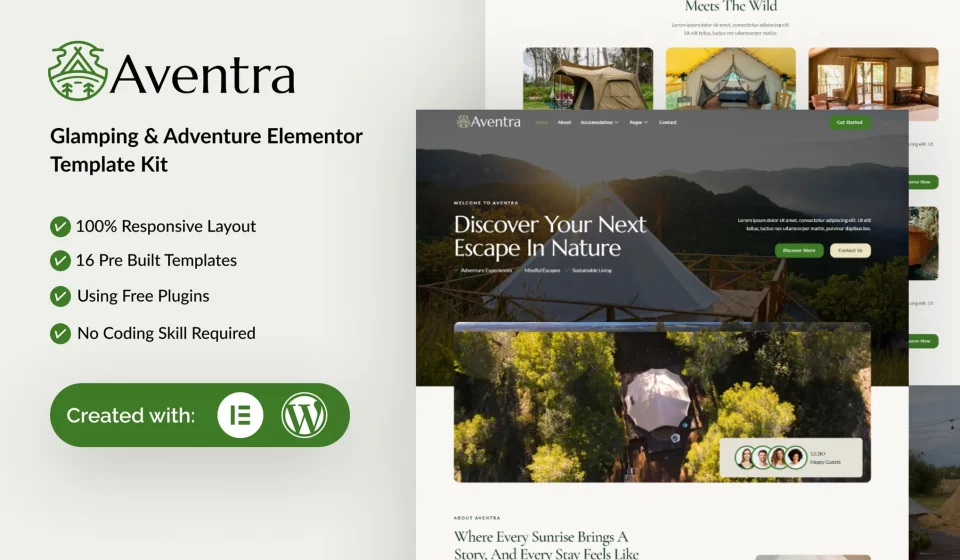 دانلود قالب وردپرس Aventra - کمپینگ لوکس و ماجراجویی