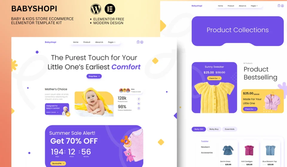 دانلود کیت قالب المنتور Babyshopi - فروشگاه لباس کودک و نوزاد