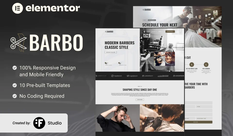 دانلود کیت قالب المنتور Barbo - آرایشگاه مردانه و خدمات پیرایش