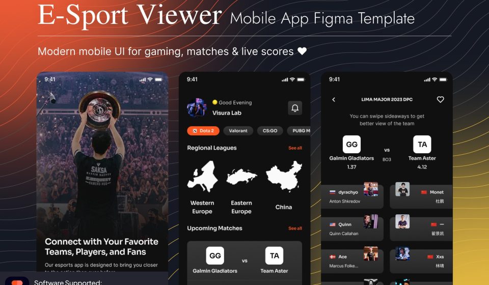 دانلود قالب Figma اپلیکیشن موبایل E-Sport Viewer