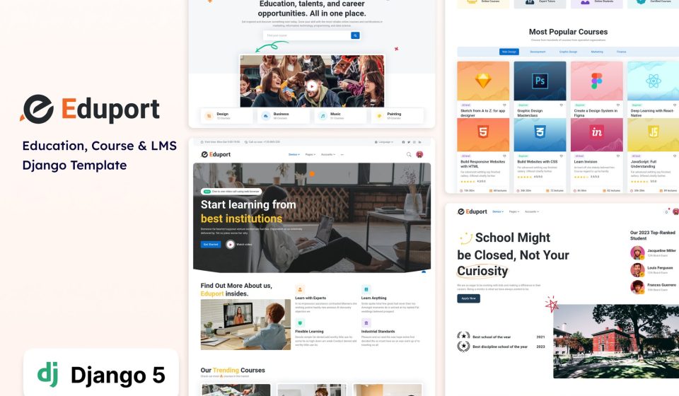 دانلود تم جنگو Eduport - قالب LMS، آموزش و دوره آنلاین