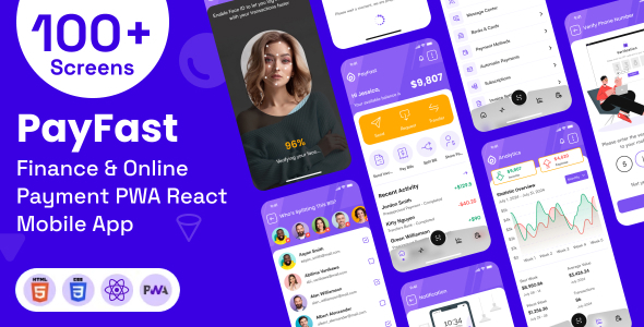دانلود قالب ری اکت اپلیکیشن پرداخت آنلاین و امور مالی PayFast