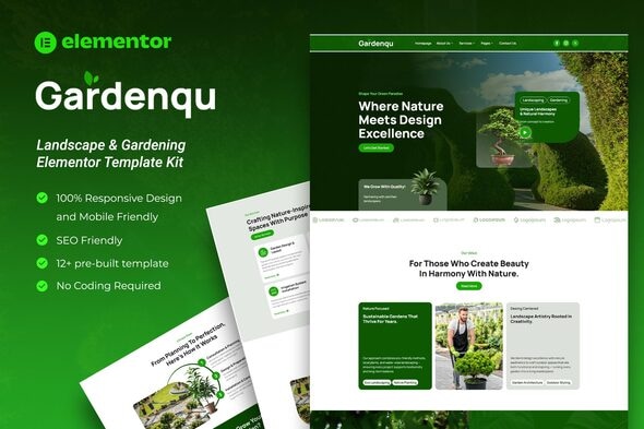 دانلود کیت قالب المنتور Gardenqu - خدمات باغبانی و محوطه‌سازی
