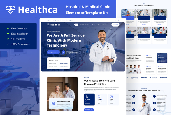 دانلود کیت المنتور Healthca - قالب بیمارستان و کلینیک پزشکی