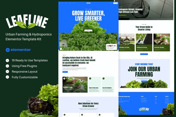 دانلود کیت المنتور Leafline - قالب کشاورزی شهری و هیدروپونیک