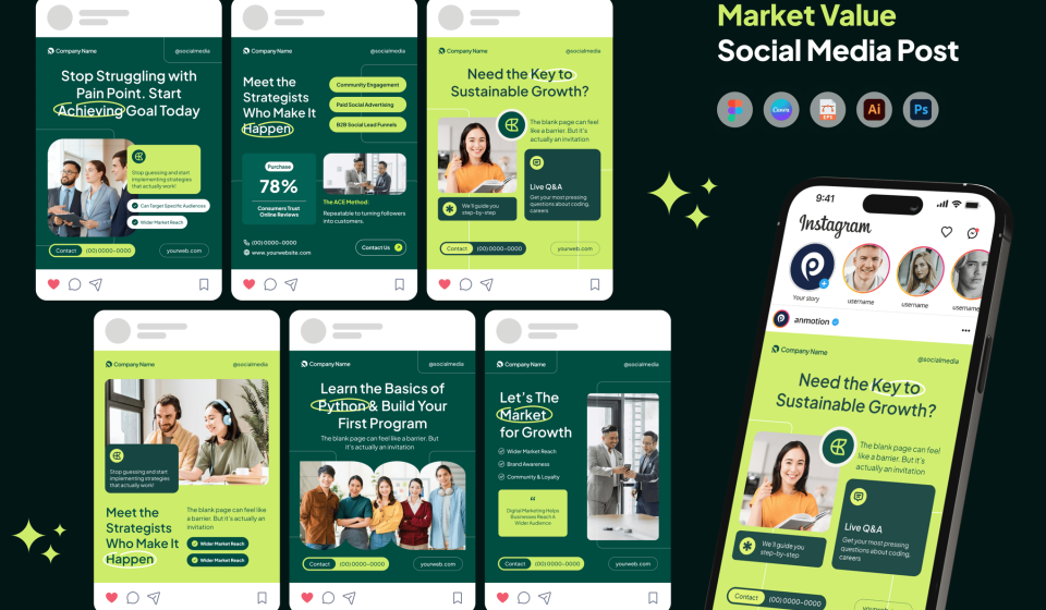 دانلود قالب کاروسل شبکه‌های اجتماعی - ارزش بازار برند