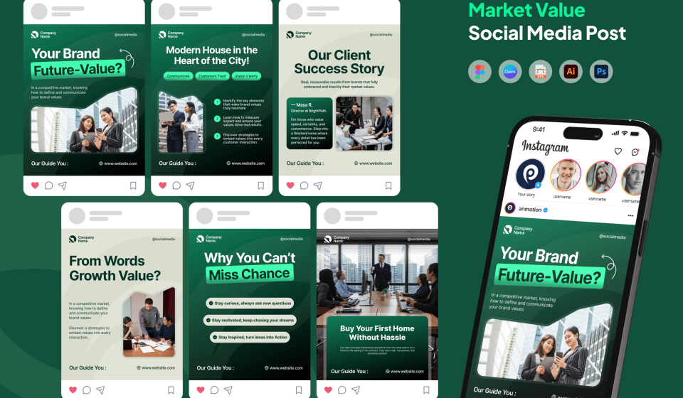 دانلود قالب کاروسل اینستاگرام - ارزش بازار (Market Value)