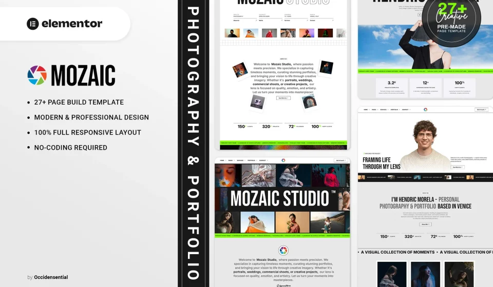دانلود کیت المنتور Mozaic - عکاسی و Portfolio خلاق