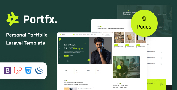 دانلود قالب لاراول نمونه کار شخصی Portfx