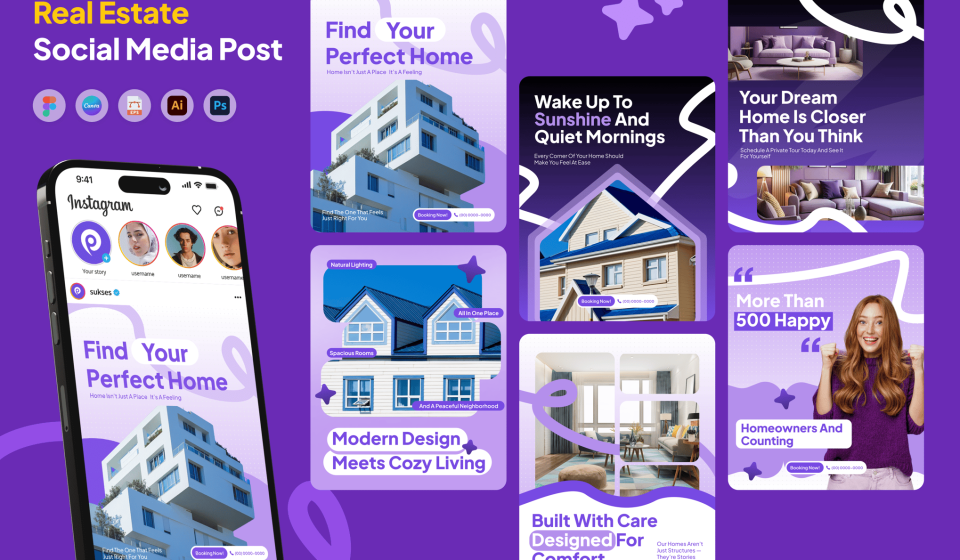 دانلود قالب کاروسل اینستاگرام - املاک و مستغلات