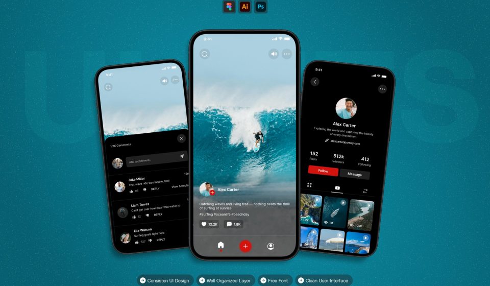 دانلود کیت UI اپلیکیشن موبایل Social Share