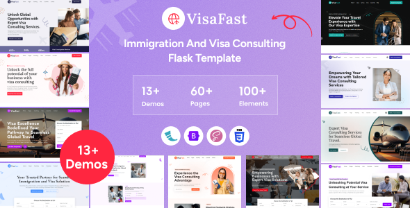 دانلود قالب Flask خدمات مهاجرت و مشاوره ویزا - Visafast
