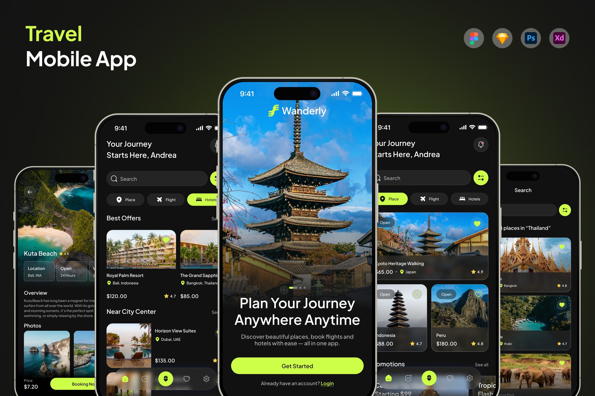 قالب فیگما Travel App - طراحی UI اپلیکیشن مسافرتی