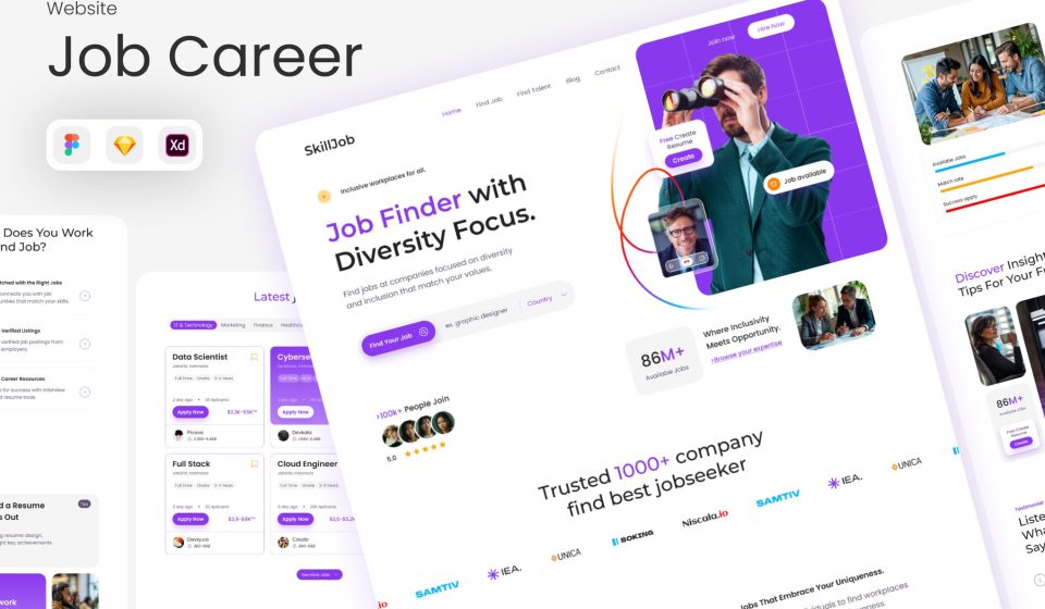 قالب فیگما SkillJob - طراحی سایت کاریابی و استخدام