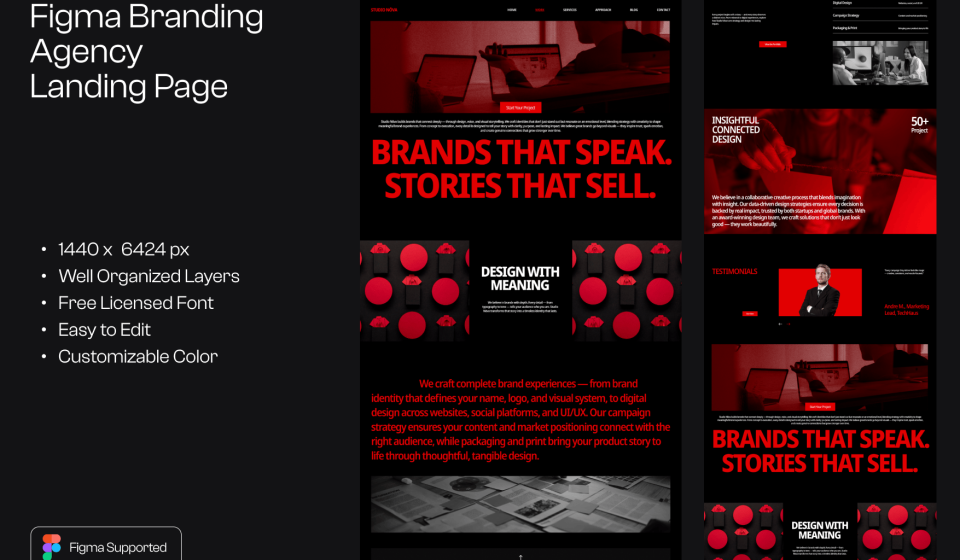 کیت طراحی Studio Nōva - طراحی لندینگ پیج آژانس برندینگ