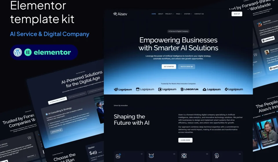 کیت المنتور Aisev - قالب وردپرس آژانس هوش مصنوعی و فناوری
