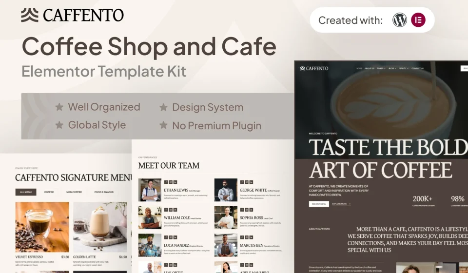 دانلود کیت قالب المنتور Caffento - کافی شاپ و کافه