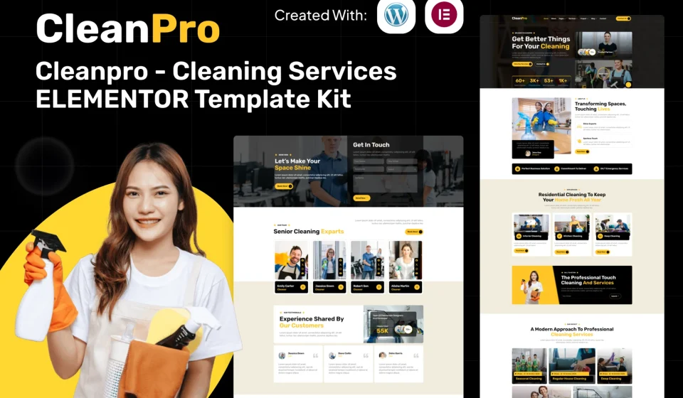 دانلود کیت قالب المنتور Cleanpro - خدمات نظافتی و شستشو