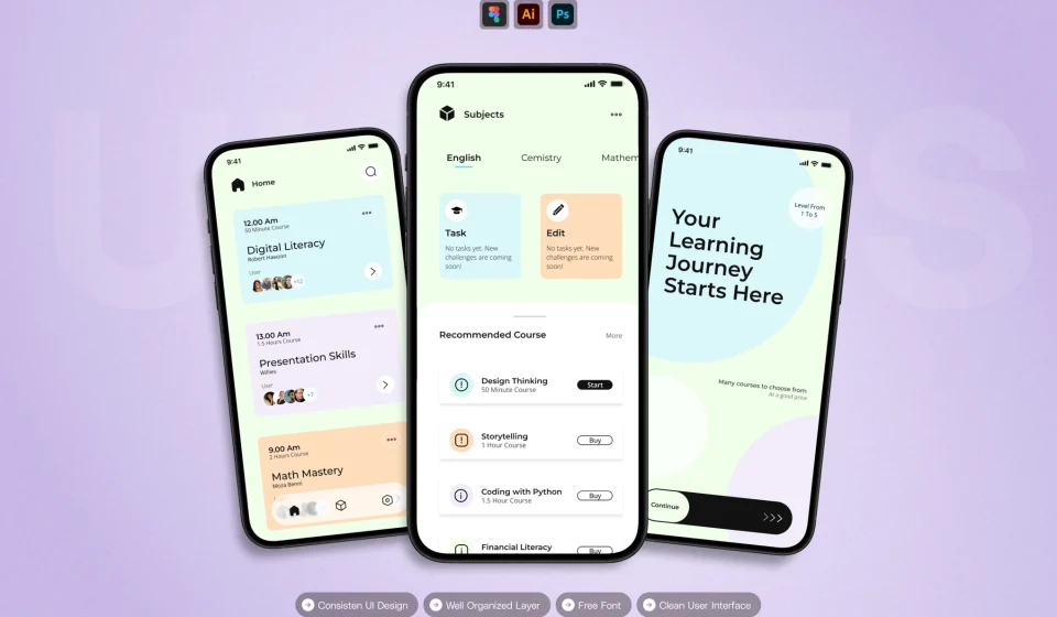 دانلود کیت رابط کاربری اپلیکیشن موبایل Click Learning