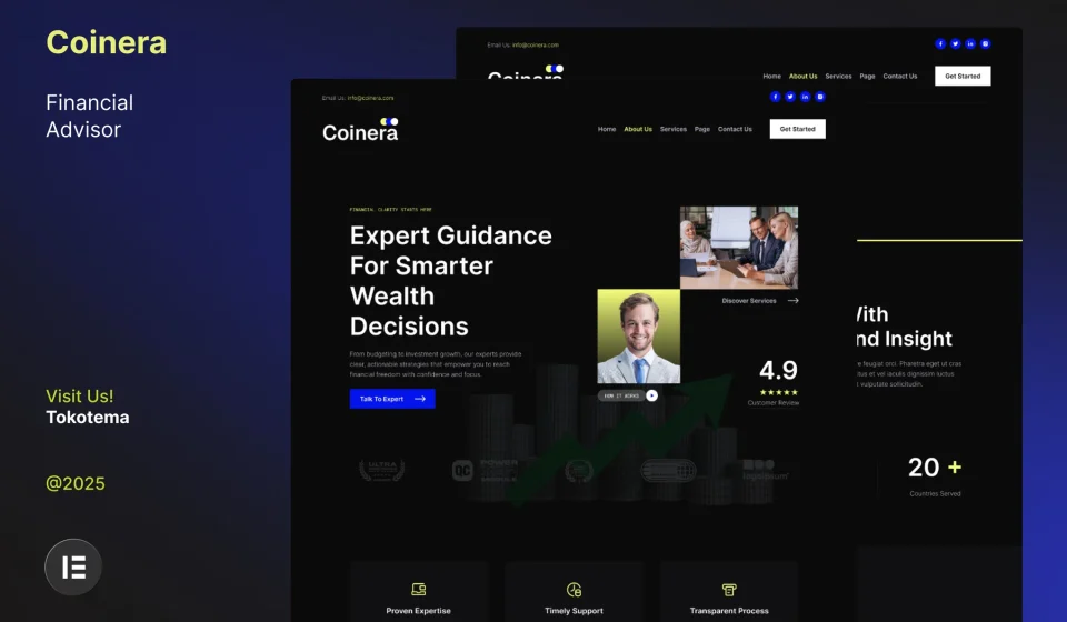 دانلود قالب کیت المنتور Coinera - مشاور مالی و کوچینگ