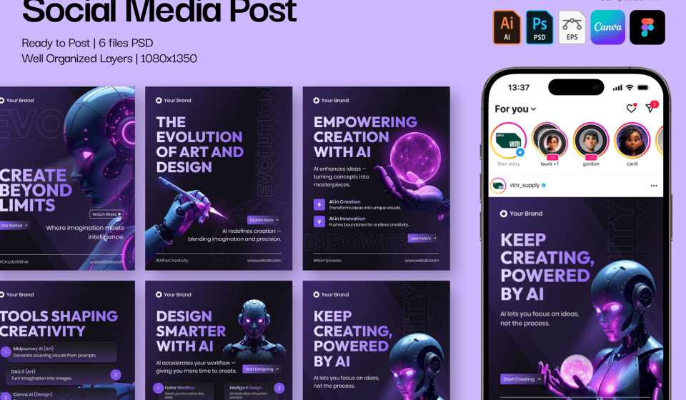 دانلود قالب کاروسل اینستاگرام Donke - هوش مصنوعی