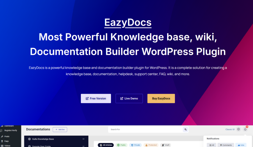 افزونه EazyDocs Pro - قدرتمندترین سازنده مستندات وردپرس