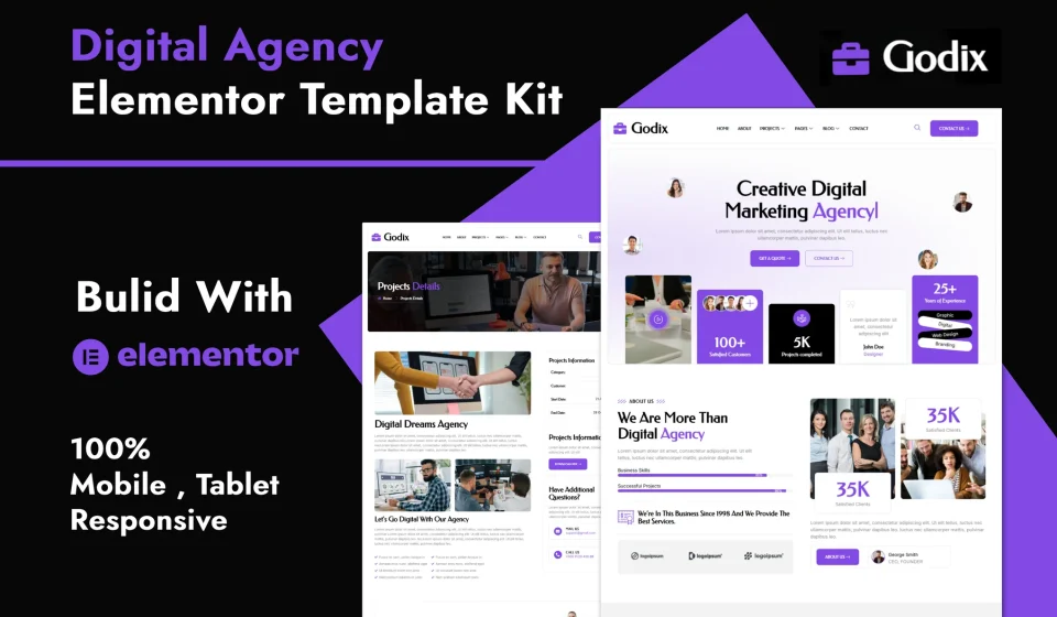 دانلود قالب وردپرس Godix - کیت المنتور آژانس دیجیتال و خلاق