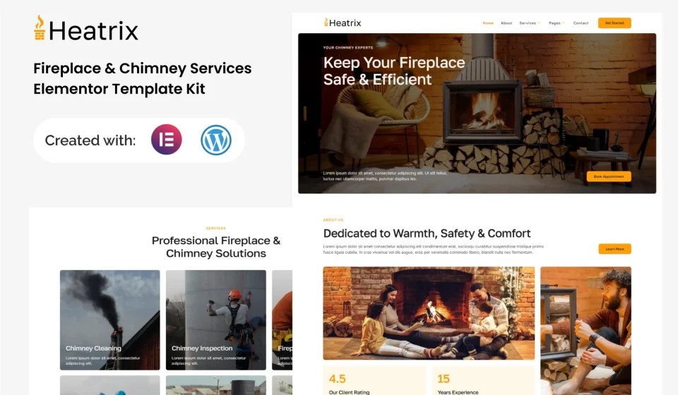 دانلود کیت قالب Heatrix - المنتور خدمات شومینه و سیستم گرمایشی