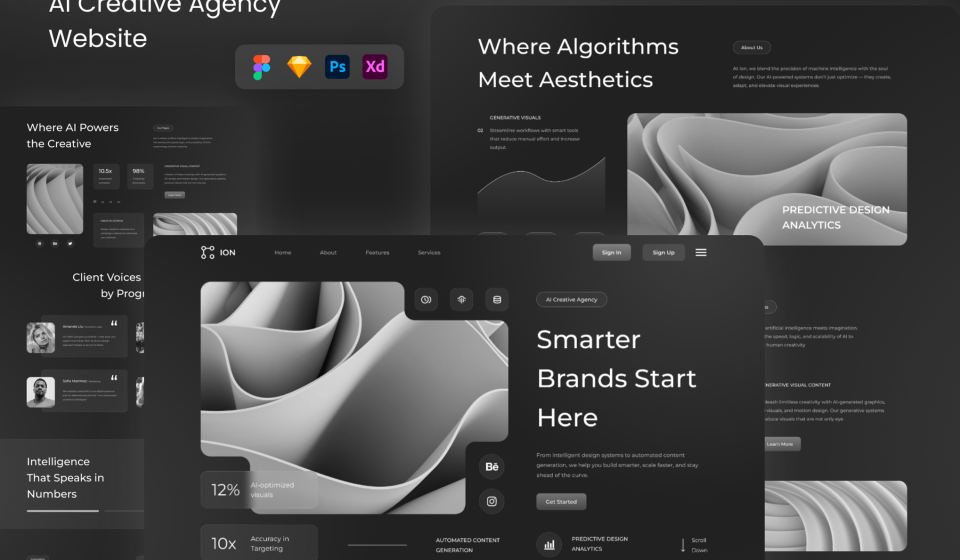 کیت طراحی Ion - رابط کاربری سایت آژانس خلاقیت و AI