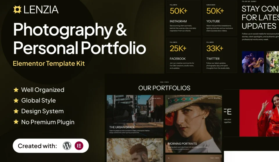 دانلود کیت قالب المنتور Lenzia - پورتفولیو عکاسی و هنرمندان
