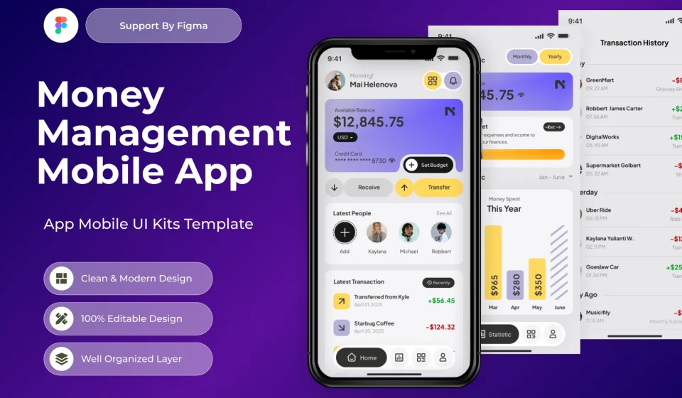 دانلود قالب اپلیکیشن موبایل Moneyest - مدیریت مالی