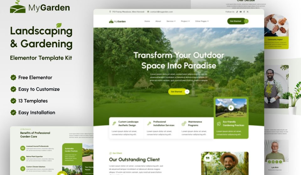 دانلود کیت المنتور MyGarden - قالب وردپرس فضای سبز و باغبانی