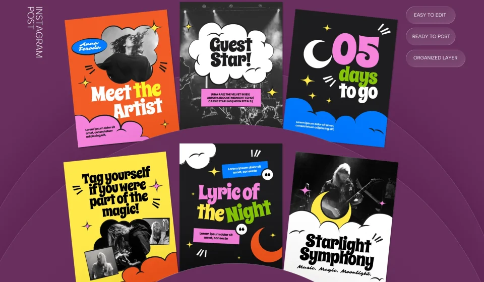 دانلود قالب پست اینستاگرام Night Concert - تبلیغات رویداد و کنسرت