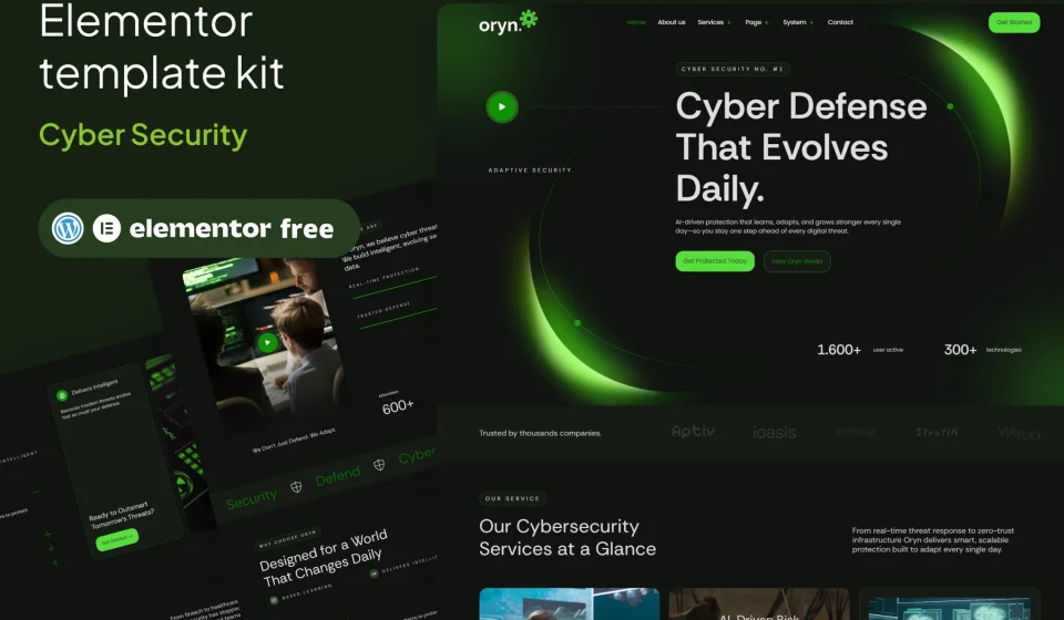 کیت المنتور Oryn - قالب وردپرس امنیت سایبری و حفاظت داده