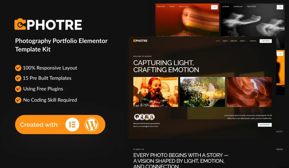 دانلود کیت قالب المنتور Photre - پرتفولیو عکاسی مدرن