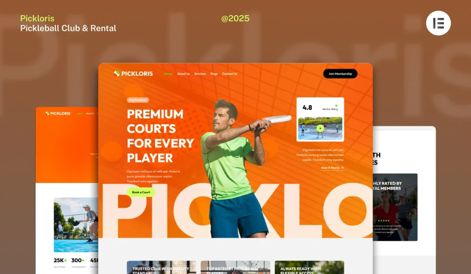 کیت المنتور Pickloris - قالب سایت باشگاه ورزشی و رزرو زمین