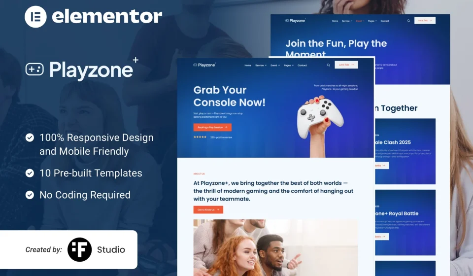 دانلود قالب کیت المنتور Playzone – اجاره بازی و مراقبت از دستگاه