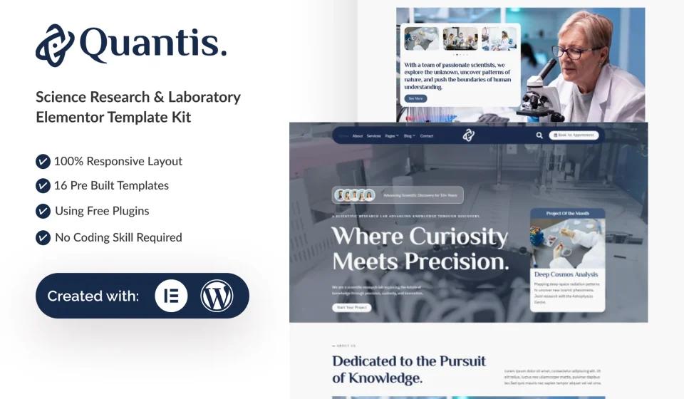 دانلود کیت قالب المنتور Quantis - تحقیق و آزمایشگاه علمی