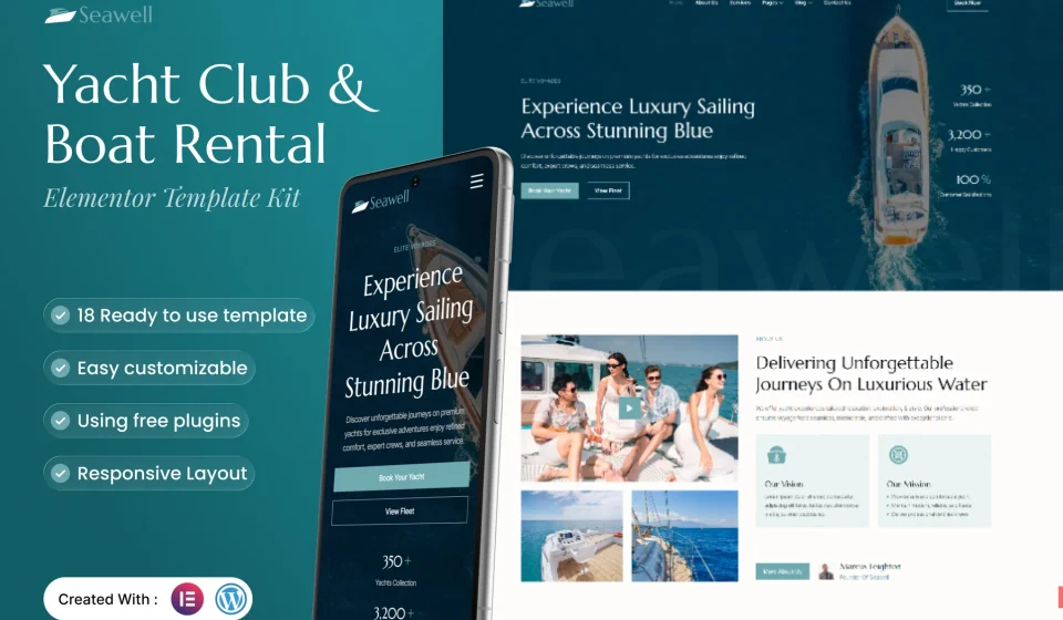 کیت المنتور Seawell - قالب وردپرس اجاره قایق و یات تفریحی
