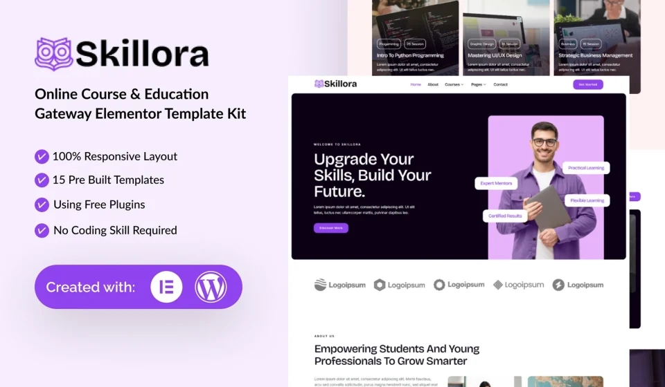 دانلود کیت قالب Skillora - دوره‌های آنلاین و آموزش الکترونیک