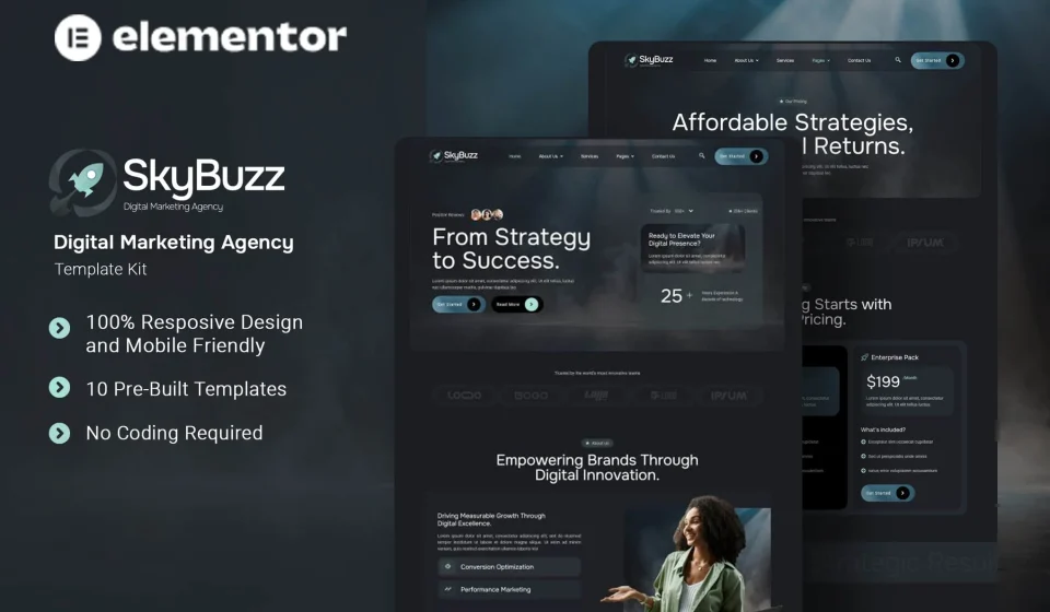 دانلود قالب وردپرس Skybuzz - کیت المنتور آژانس بازاریابی دیجیتال