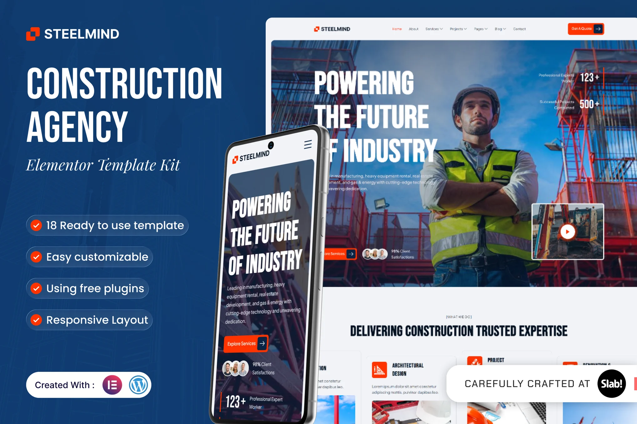 دانلود کیت قالب Steelmind - المنتور آژانس ساختمانی و پیمانکاری