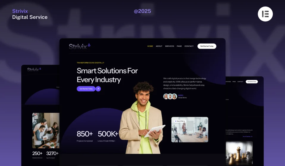 دانلود کیت قالب Strivix - خدمات دیجیتال و فناوری تیره